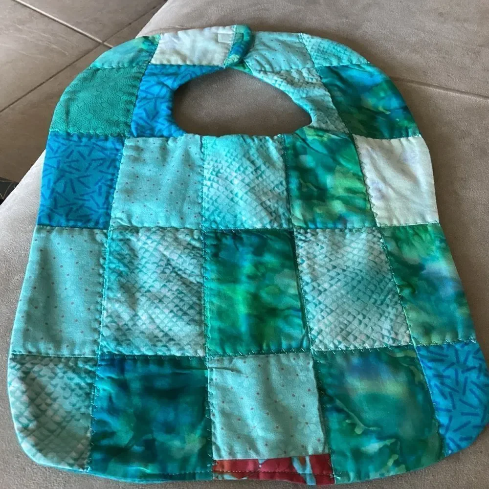 NWT. Hand Crafted Quilted Reversible Baby Bib